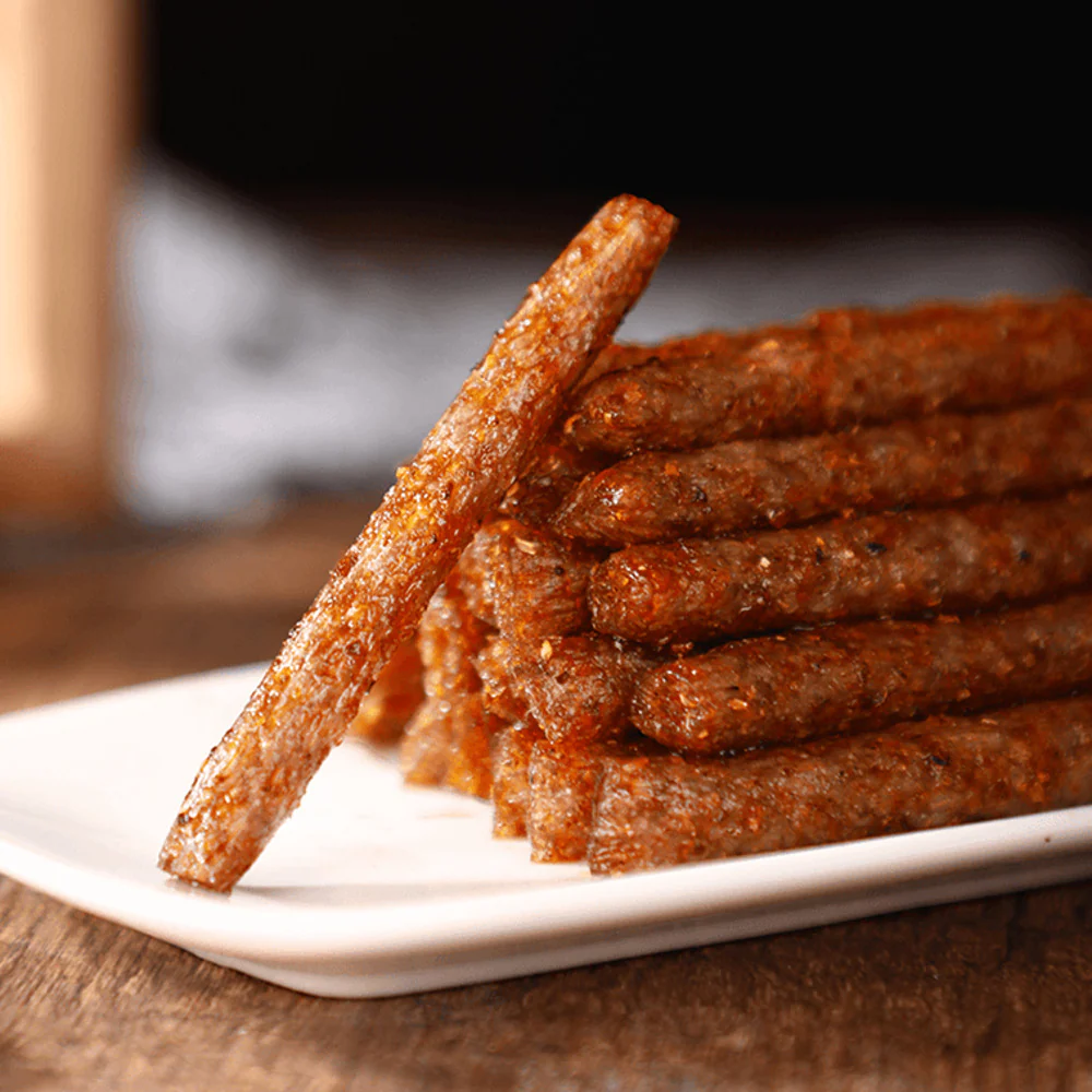 Junzai Vegetarian Spicy Chicken Tendon-Style Wheat Snack Sticks 80g - Chinese Spicy Gluten Snack - Image 2