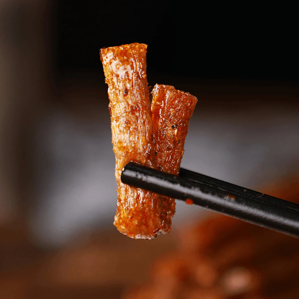 Junzai Vegetarian Spicy Chicken Tendon-Style Wheat Snack Sticks 80g - Chinese Spicy Gluten Snack - Image 3