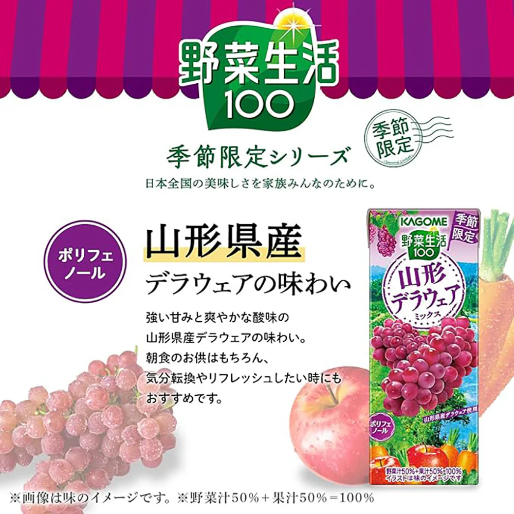 Kagome Yamagata Mixed Vegetable and Fruit Juice 195ml - Image 3