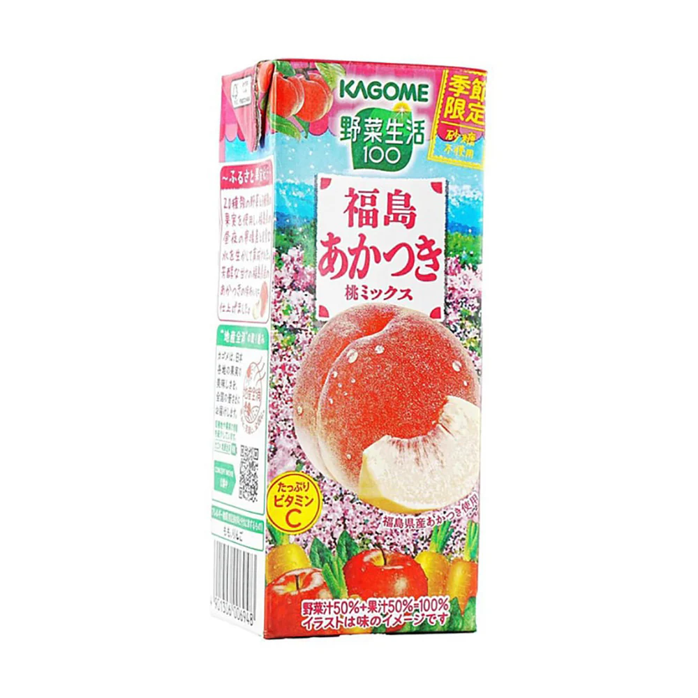 Kagome Yasai Seikatsu Peach Juice Drink - 195ml - Image 2