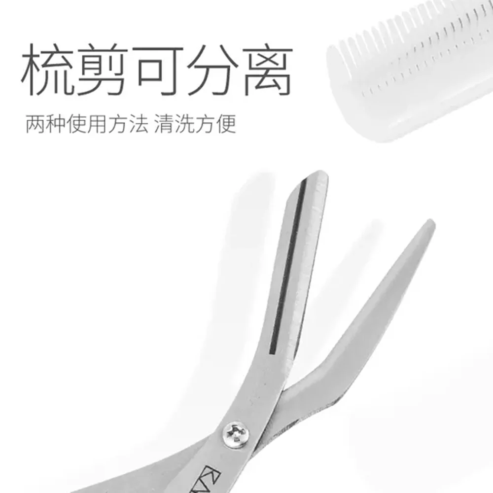 Kai Eyebrow Scissors with Comb - Pink - Image 3