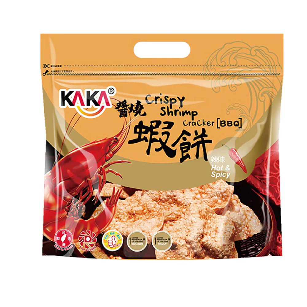 KAKA BBQ Crispy Shrimp Crackers - Hot & Spicy - 120g