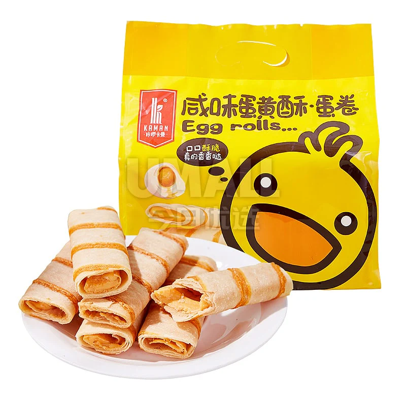 Kaman Crispy Egg Rolls Salted Egg Yolk Flavor - 10 Packs, 219g