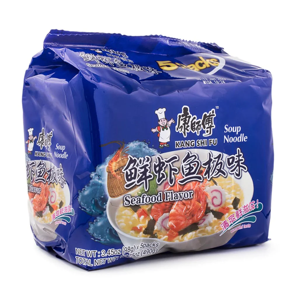 Kang Shi Fu Seafood Flavor Instant Noodles - 98g x 5 Packs - Image 2