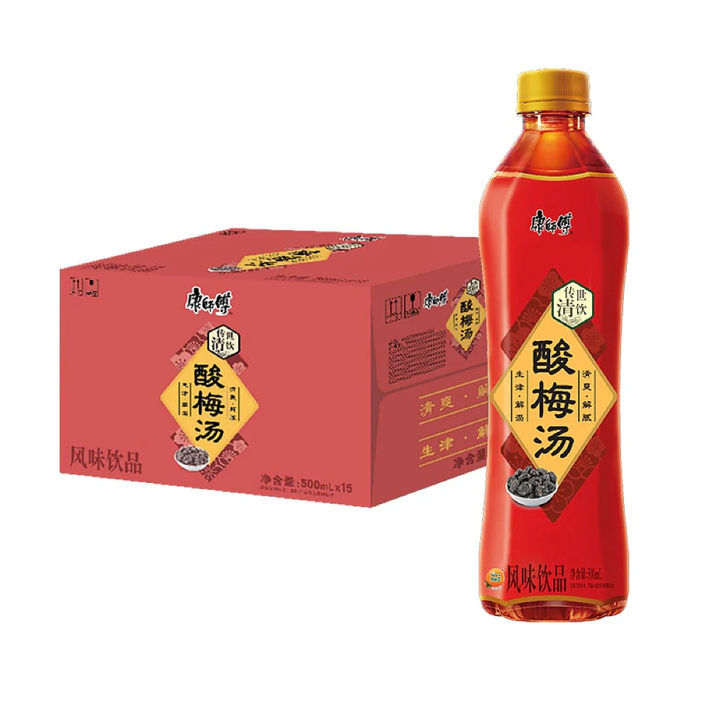 Master Kong Sour Plum Drink – Case of 15 (500 ml each) - Traditional Chinese Suanmeitang