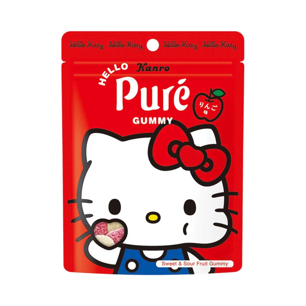 Kanro Pure Hello Kitty Apple Gummy Candy 56g - Sweet & Sour Fruit Gummy