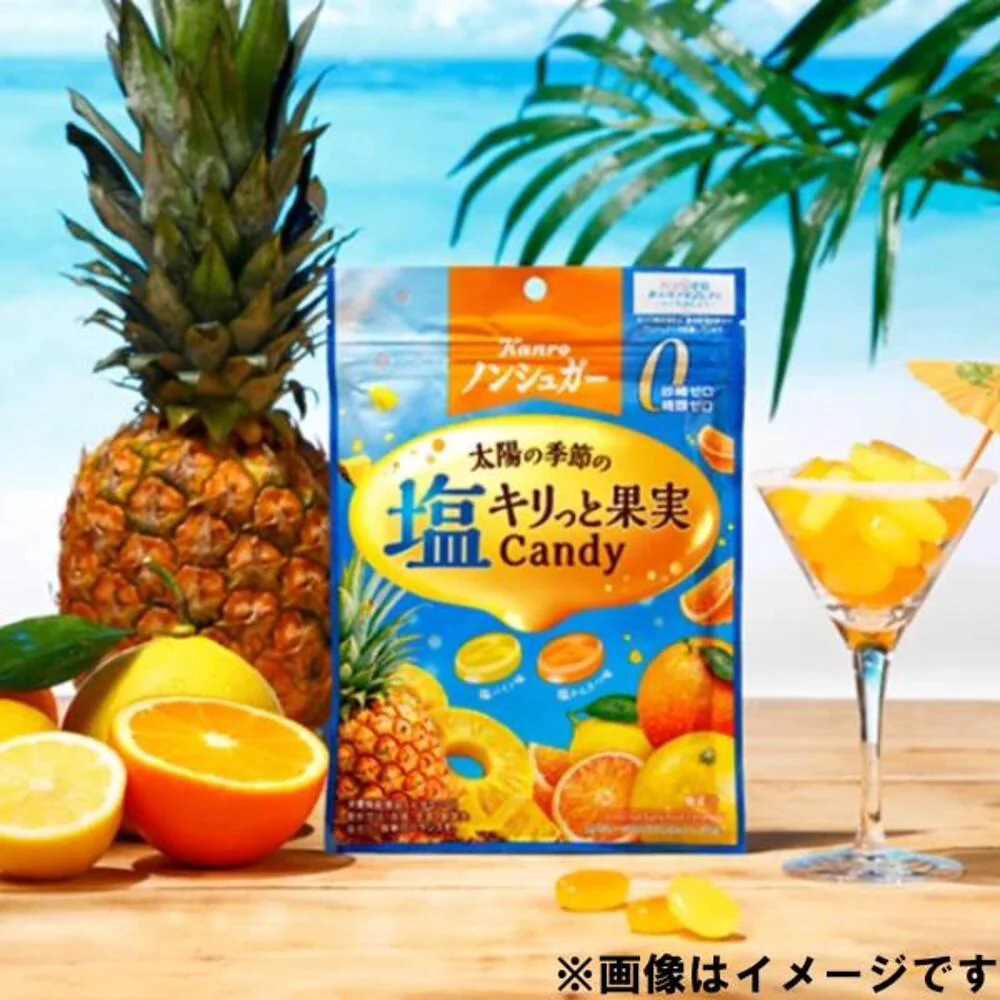 Kanro Sugar-Free Assorted Salted Fruit Candy (Pineapple & Citrus) 70g - Image 2