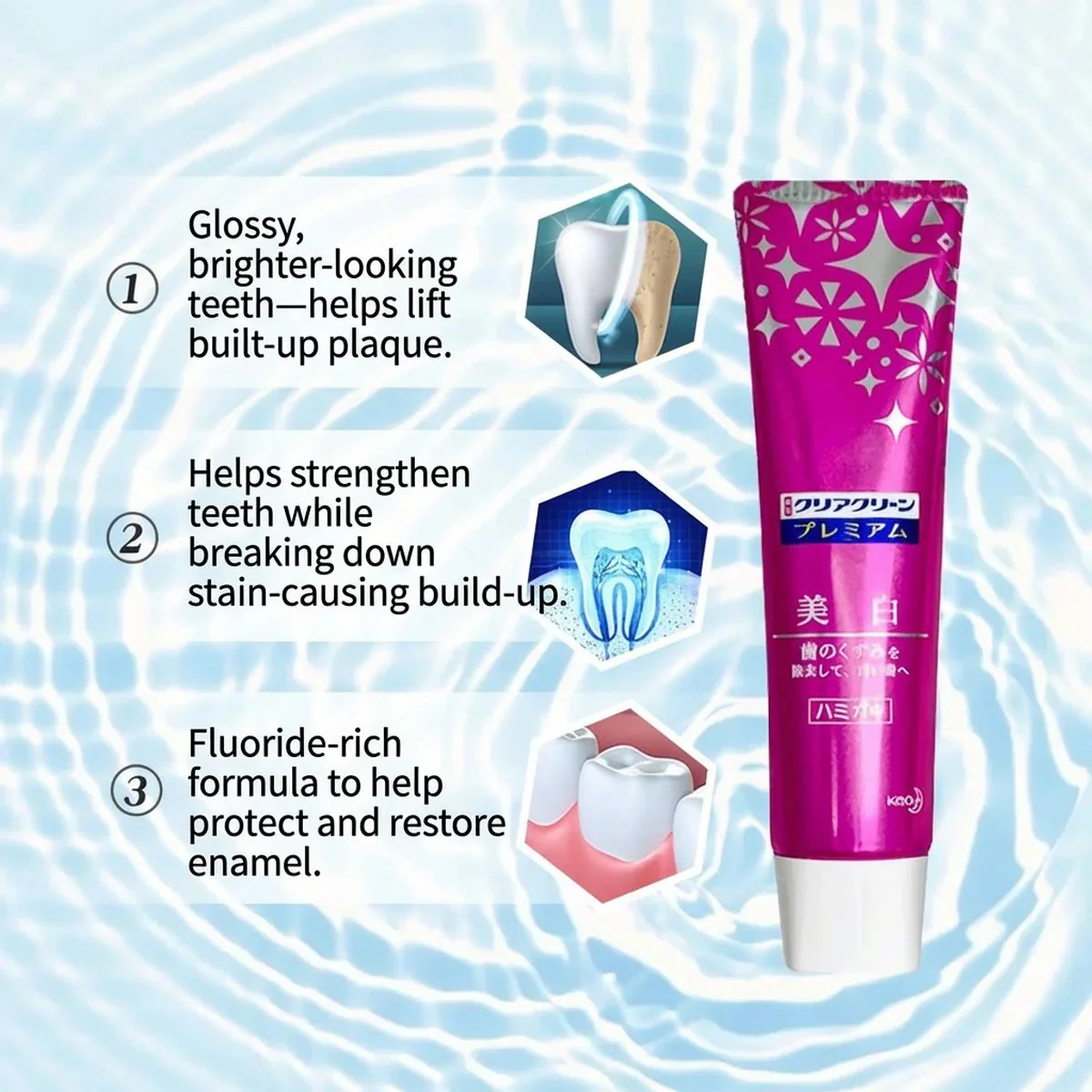 Kao Clear Clean Premium Whitening Enamel Care Toothpaste 100g - Image 3