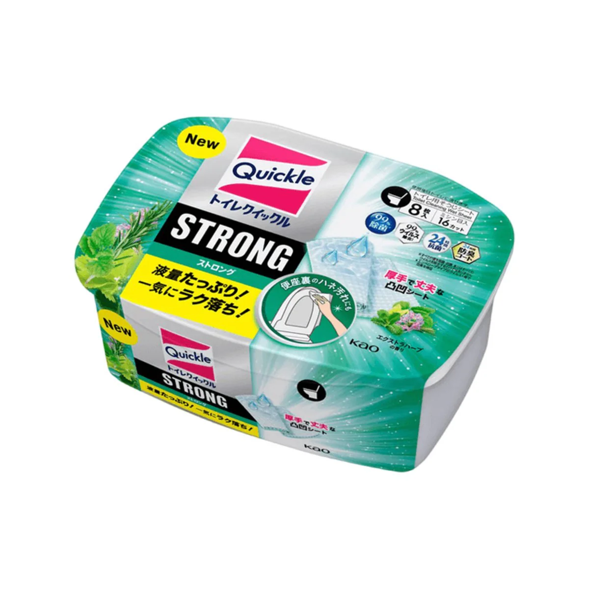 Kao Quickle Strong Toilet Seat Cleaning Wipes – Herbal Fresh, 8 Sheets
