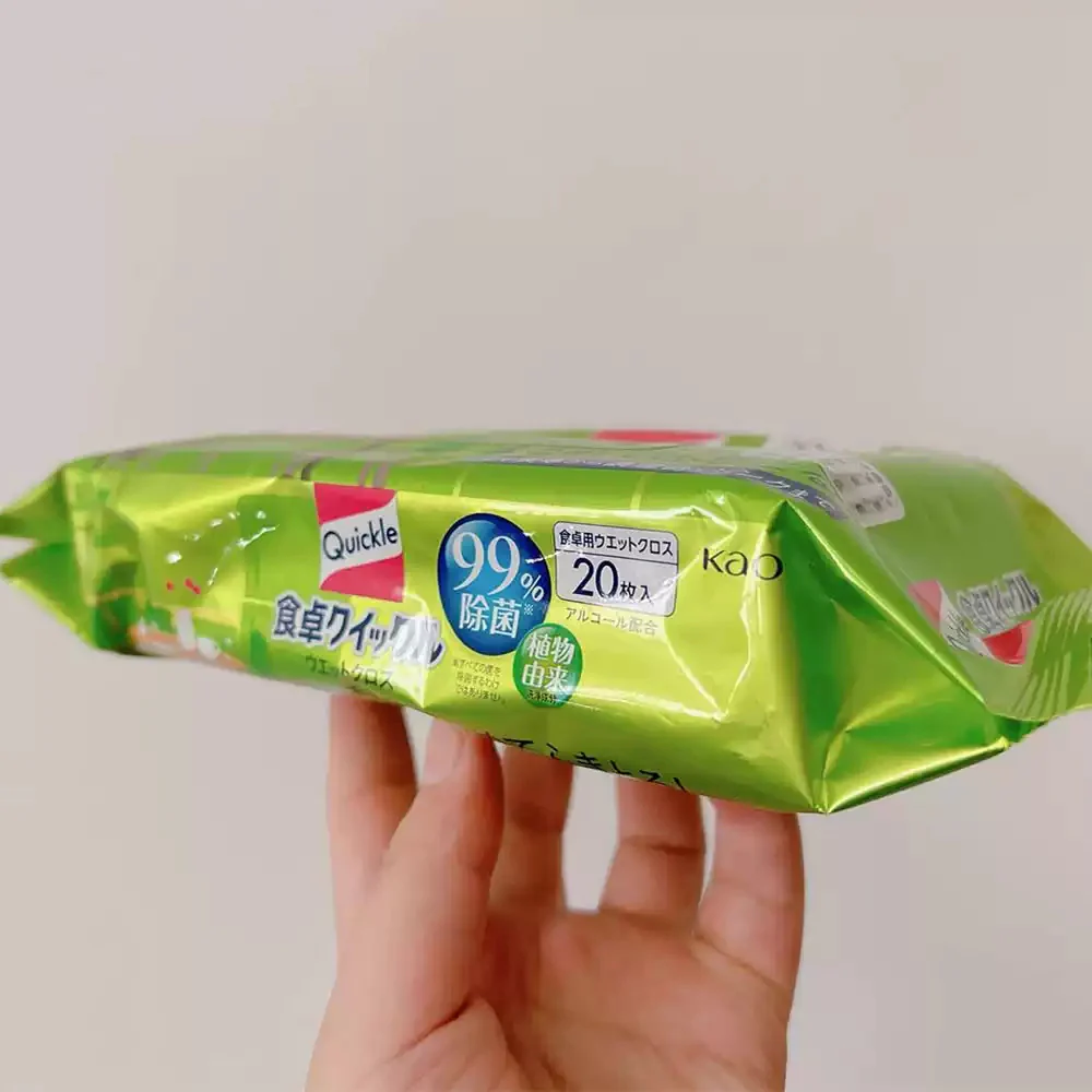 Kao Quickle Table & Toy Antibacterial Wet Wipes - Green Tea Scent, Alcohol-Free, 20 Sheets - Image 2