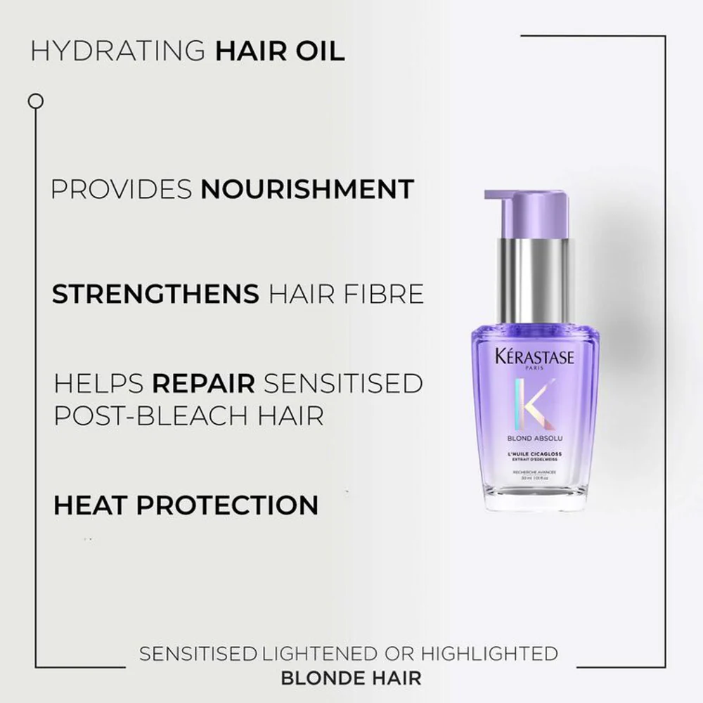 Kérastase Blond Absolu L’Huile CicaGloss Hair Oil 30ml - Leave-In Shine Serum for Blonde Hair - Image 2