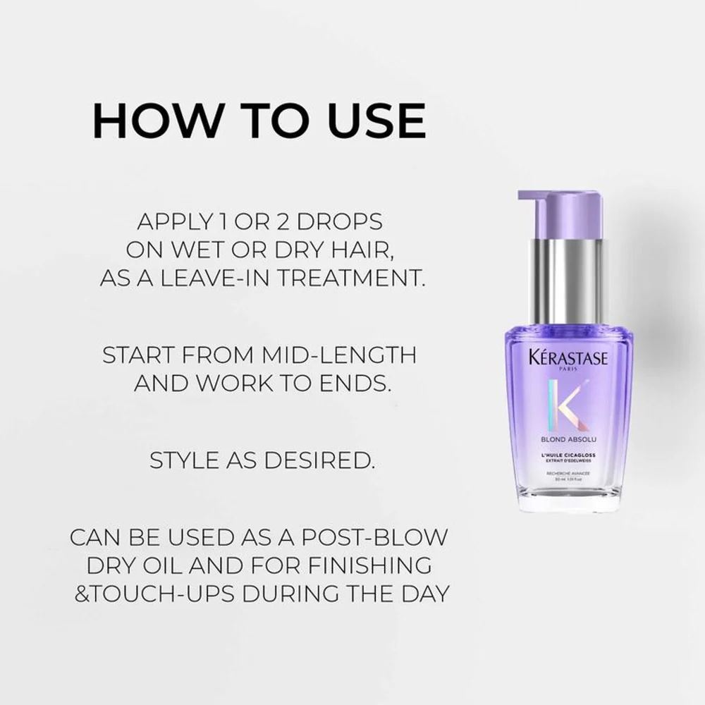 Kérastase Blond Absolu L’Huile CicaGloss Hair Oil 30ml - Leave-In Shine Serum for Blonde Hair - Image 3