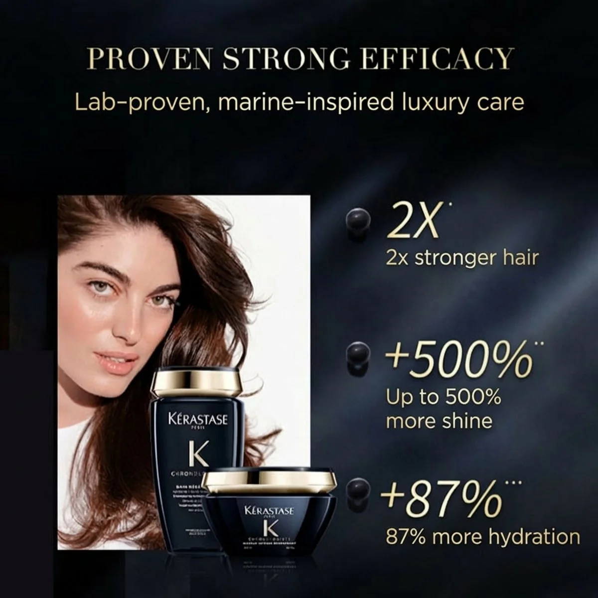 Kerastase Chronologiste Caviar Black Diamond Repair Set - 3 Pieces (Shampoo + Hair Mask + Hair Oil) - Image 3