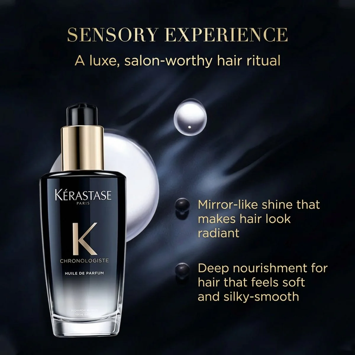 Kerastase Chronologiste Caviar Black Diamond Repair Set - 3 Pieces (Shampoo + Hair Mask + Hair Oil) - Image 4