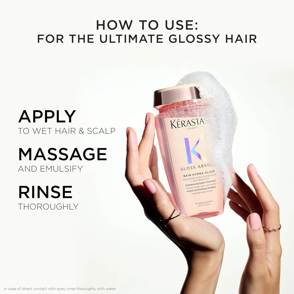 Kérastase Gloss Absolu Bain Hydra-Glaze Shampoo 250ml - Hyaluronic & Glycolic Acid - Image 3