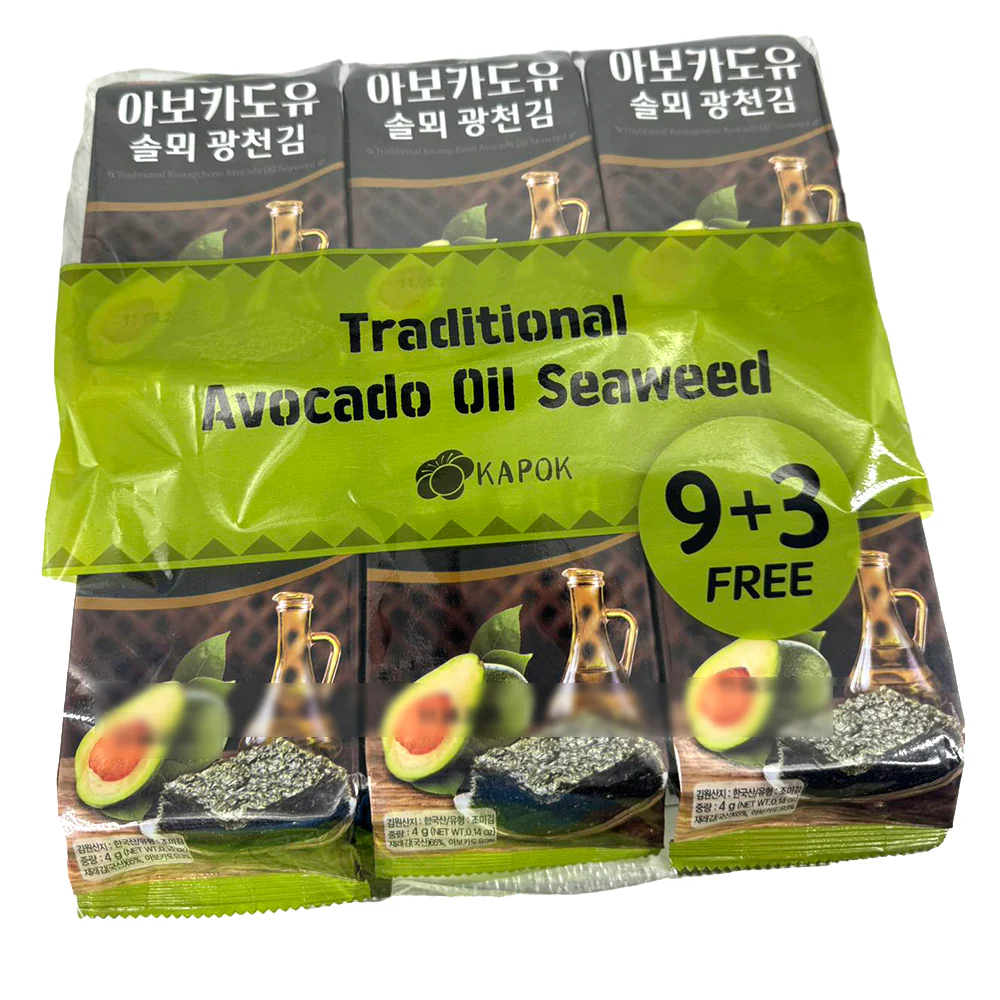 KFISH Traditional Avocado Oil Seaweed - 12 Packs, 48g