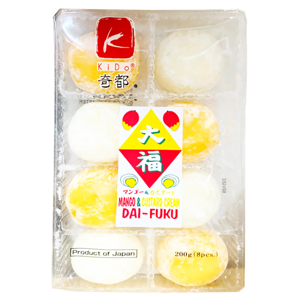 Kido Japanese Mango Custard Cream Daifuku Mochi - 12 Pieces, 200g