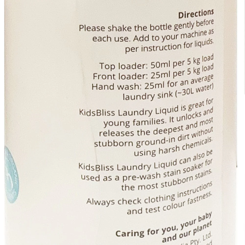 KidsBliss Fragrance-Free Baby Laundry Liquid - 500ml - Image 2