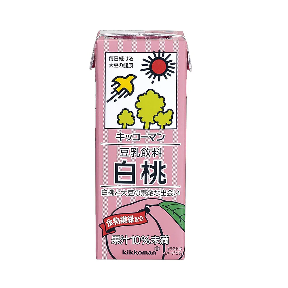 Kikkoman Soy Milk Drink White Peach Flavor 200ml - Box of 18 - Image 2