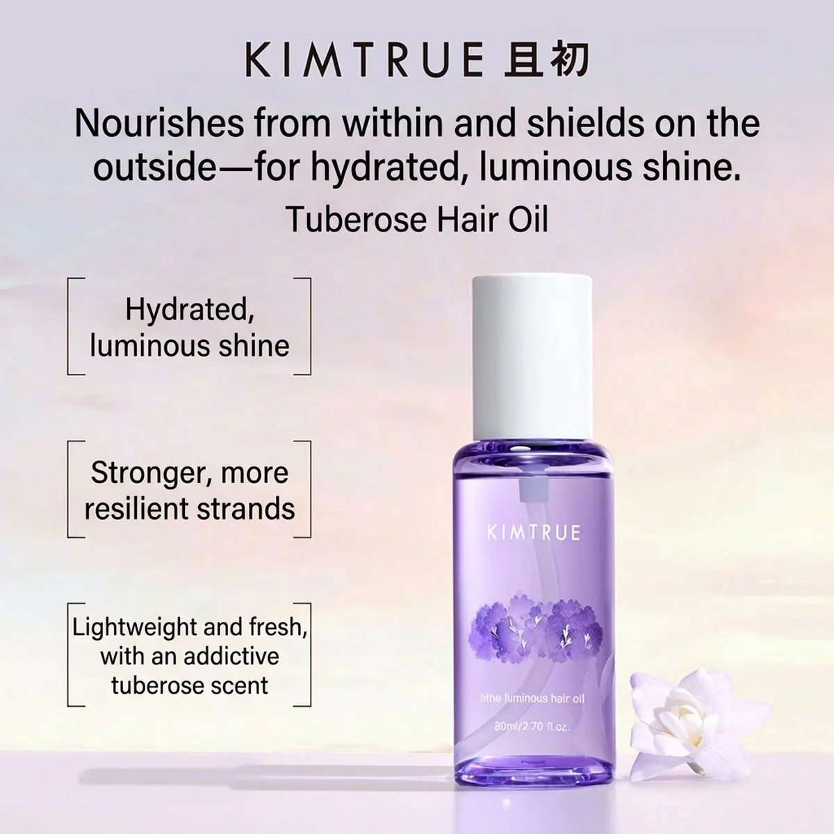 Kimtrue Lithe Luminous Hair Oil Tuberose Scent - 80ml - Image 2