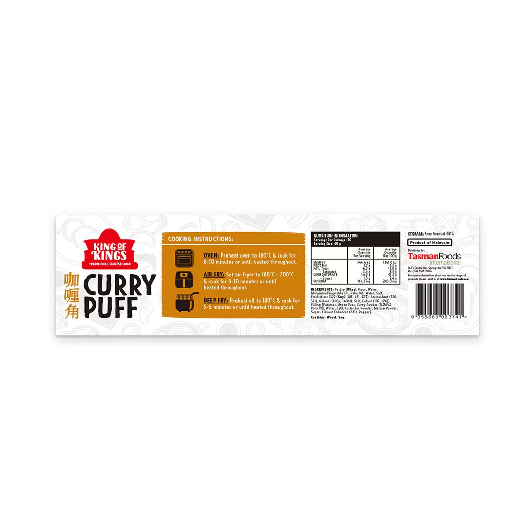 King of Kings Frozen Curry Puffs - 30 Pieces, 1.2kg - Image 2