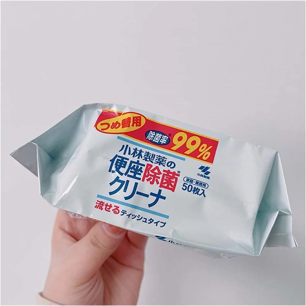 Kobayashi Pharmaceutical Toilet Seat Disinfectant Wipes Refill Pack, 50 Sheets - Image 2
