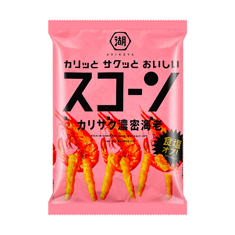 Koikeya Corn Sticks - Rich Shrimp Flavor, 75g - Image 2