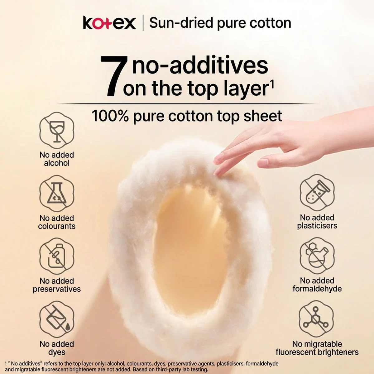 Kotex Sunlit Pure Cotton Night Pads 420mm – 3 Pads - Image 4
