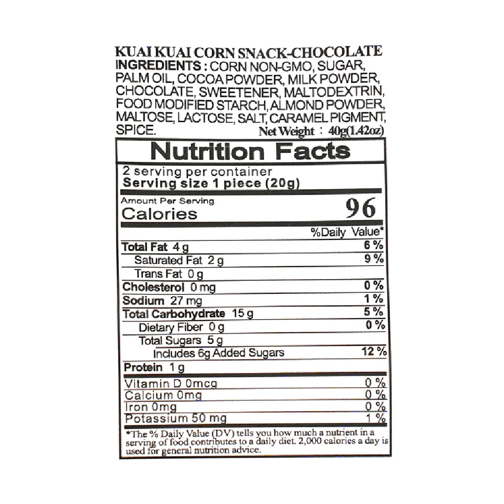 Kuai Kuai Corn Snack - Chocolate Flavor, 52g - Image 5