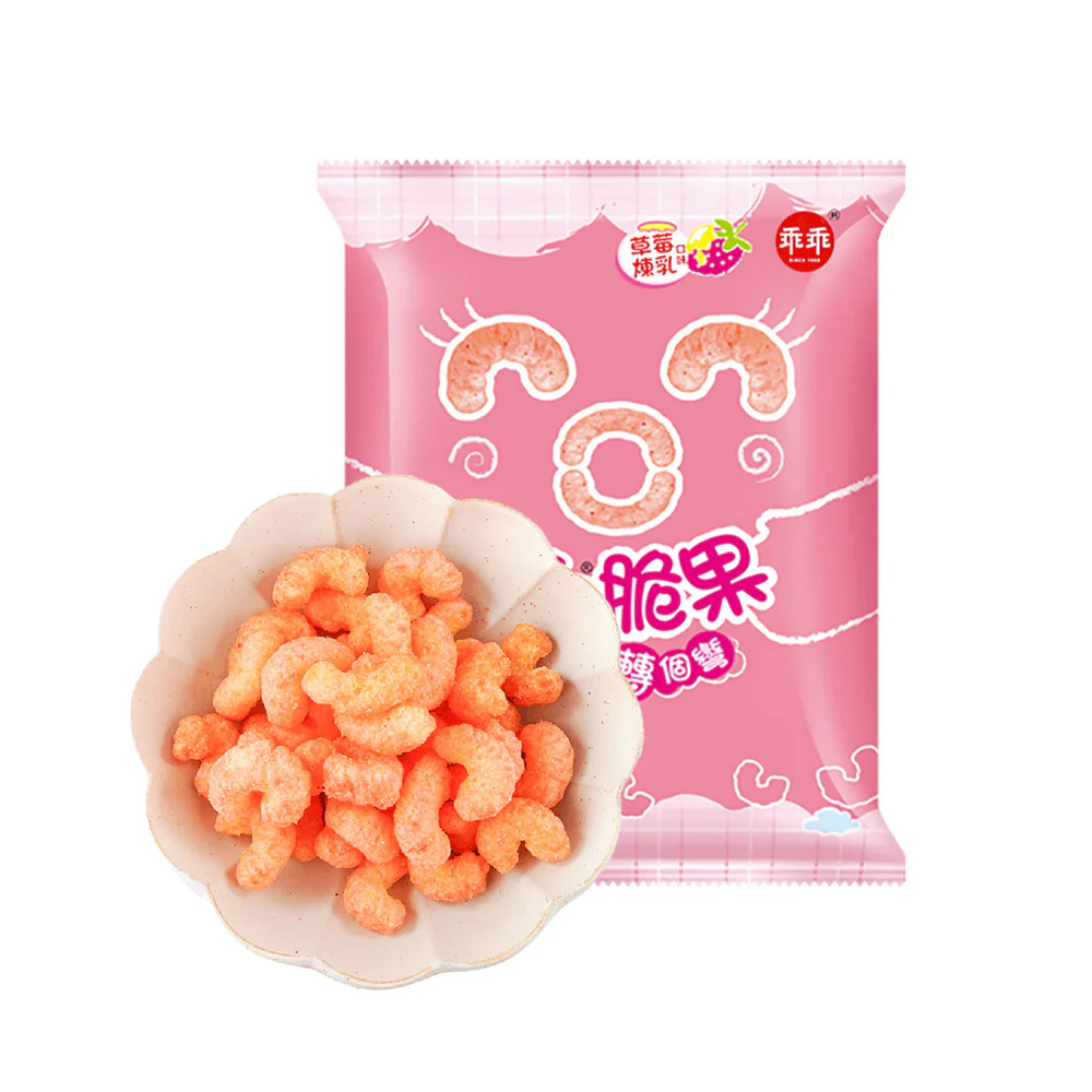 Kuai Kuai Curved Crispy Snack Strawberry Condensed Milk Flavor - 40g