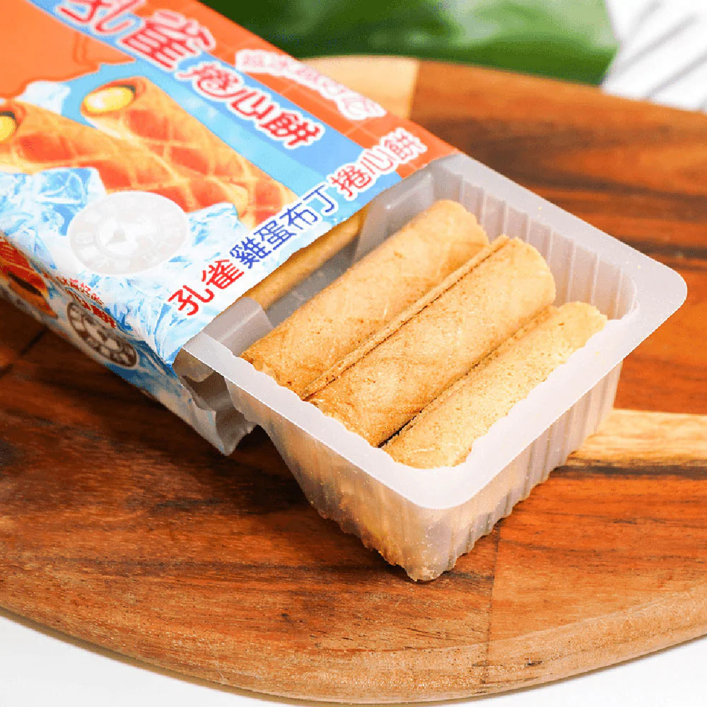 Kuai Kuai Peacock Egg Pudding Flavor Roll Biscuits - 63g - Image 2