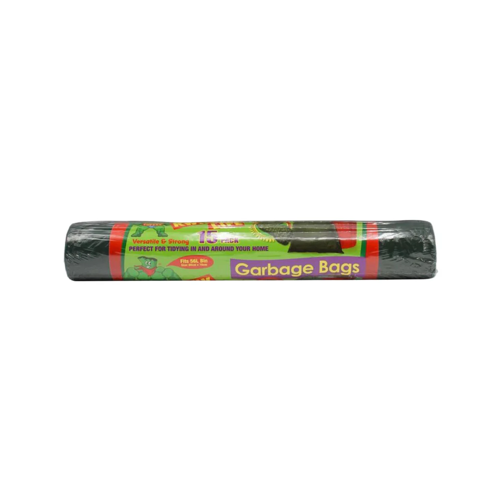 Kwik Life 56L Garbage Bags Roll – 15 Bin Liners (70 x 80cm)