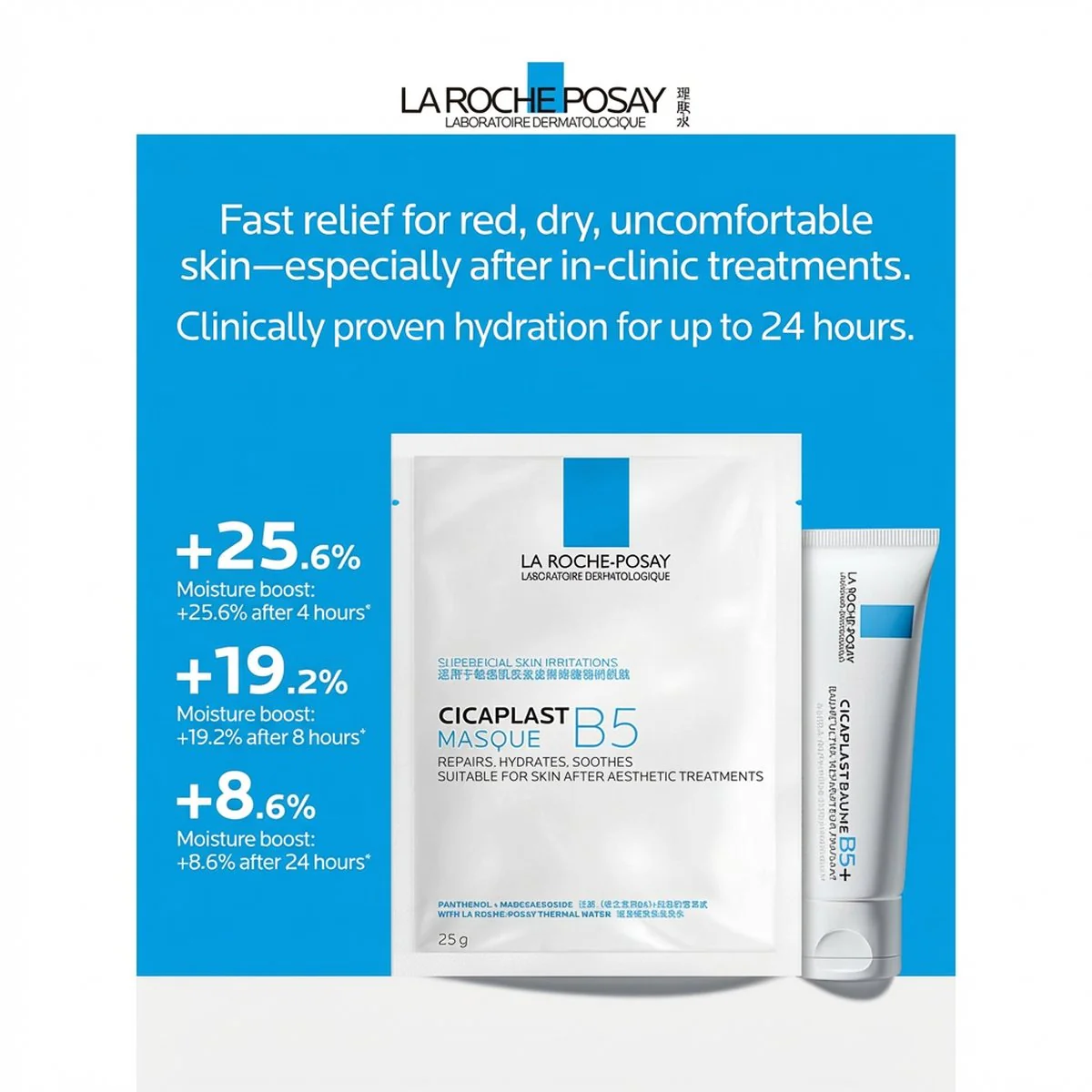 La Roche-Posay Cicaplast B5 Soothing Repair Sheet Mask – 5 Sheets - with Panthenol (Vitamin B5) & Madecassoside - Image 3
