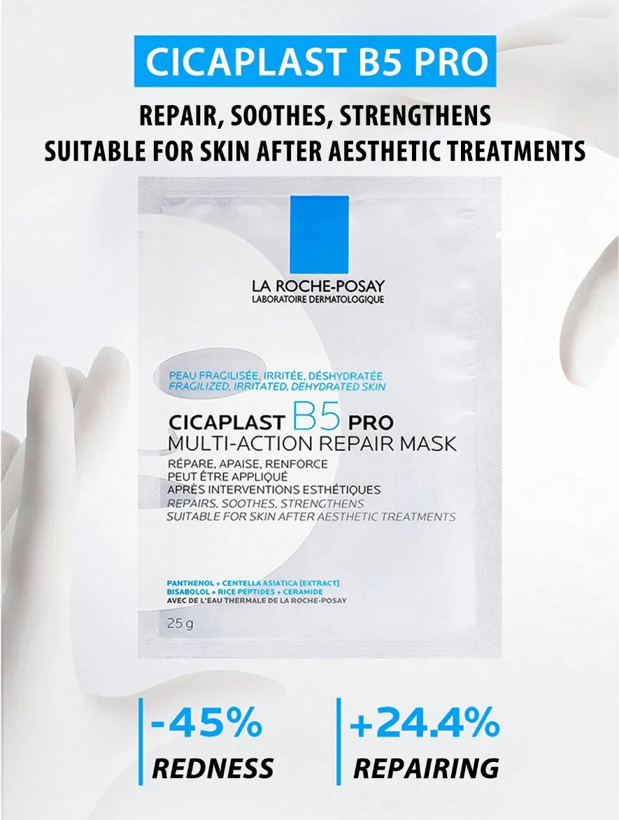 La Roche-Posay Cicaplast Baume B5 Pro Multi-Purpose Repairing Moisturizing Face Mask 25gX8Pack - Image 3