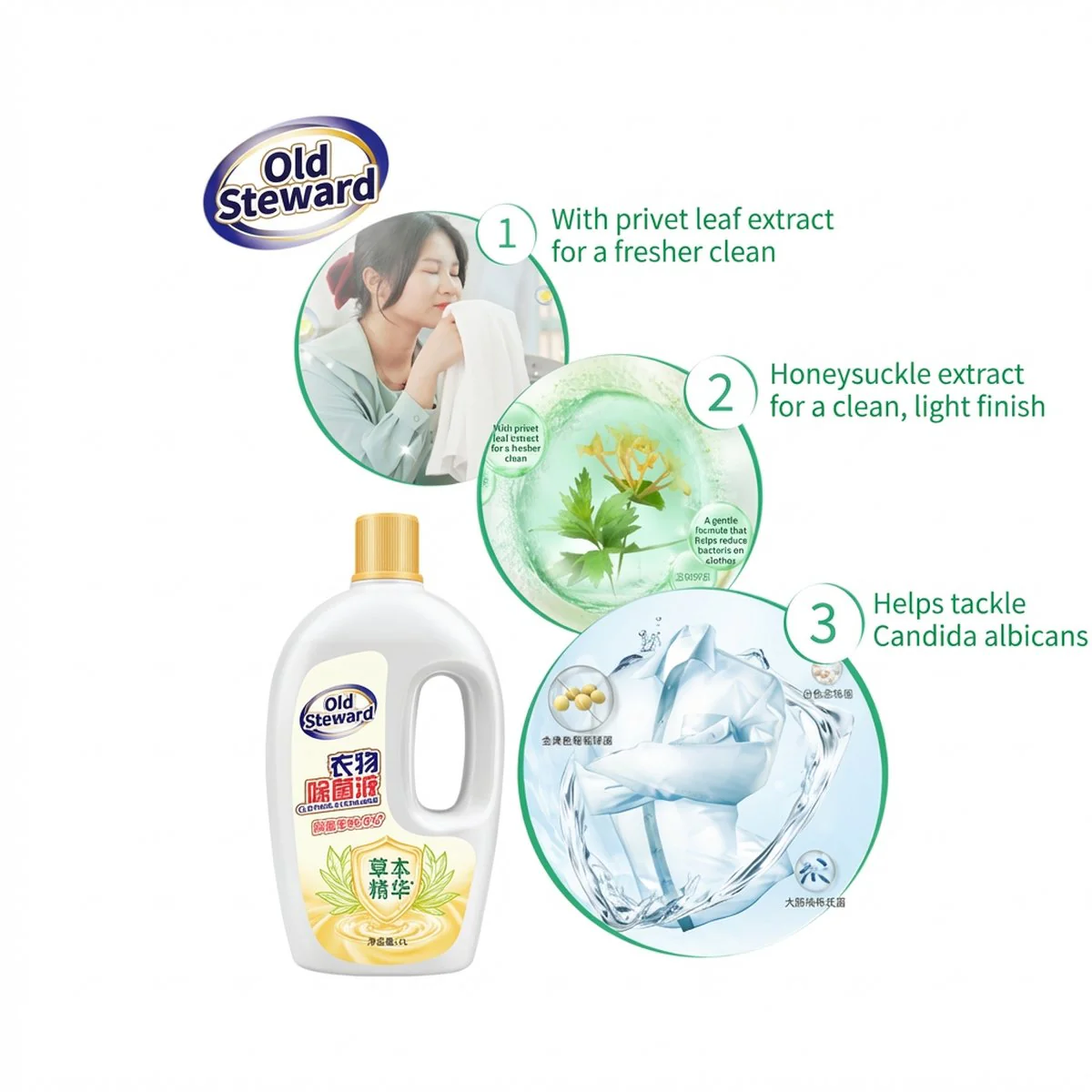 Laoguanjia Clothes Sterilizer Liquid with Herbal Extract – 2L - Laundry Disinfectant & Deodorizer - Image 4