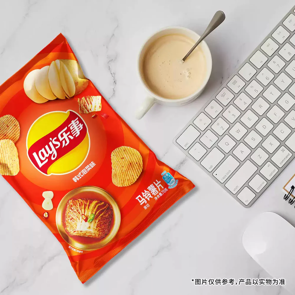 Lay's Korean Kimchi Flavour Ridged Potato Chips 70g – Crinkle-Cut Snack with Spicy & Tangy Kick - Image 2