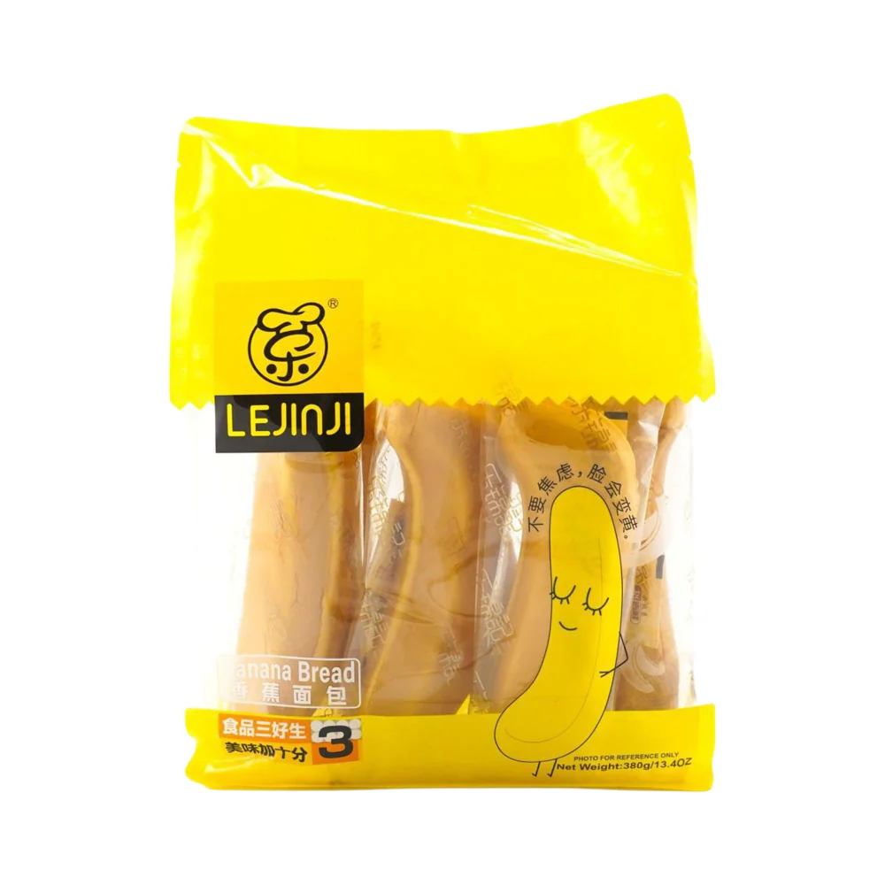 Lejinji Banana Bread Snack Cakes 380g – Soft & Fluffy Mini Loaves with Real Banana Aroma