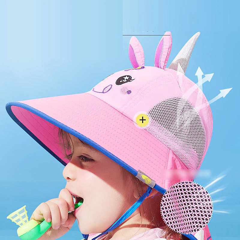 Lemonkid Children's Sun Hat with 3D Design and Whistle - Small, Orange and Blue Shark - Image 5