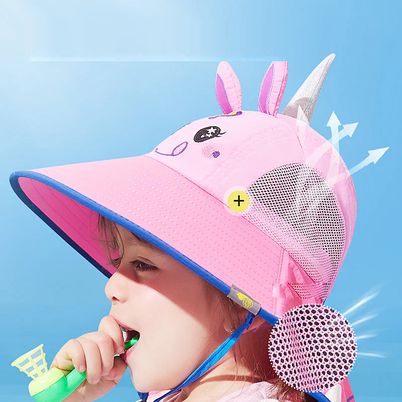 Lemonkid Children's Sun Hat with 3D Design - Pink Purple Magic Unicorn (Small) with Extra Wide Brim and Whistle - Image 3