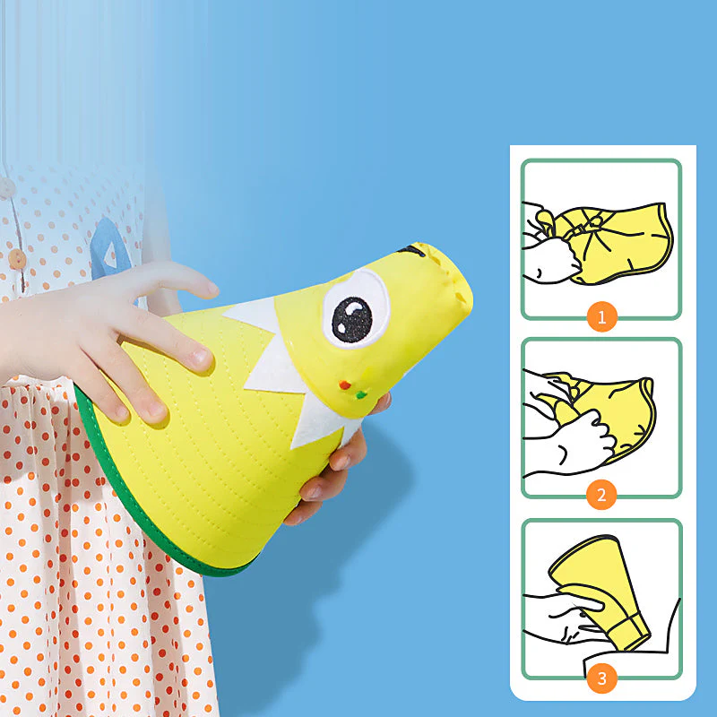 Lemonkid Kids Sun Hat with 3D Design - Spectrum Yellow Surfing Dinosaur (Small) with Extra Wide Brim and Whistle - Image 4
