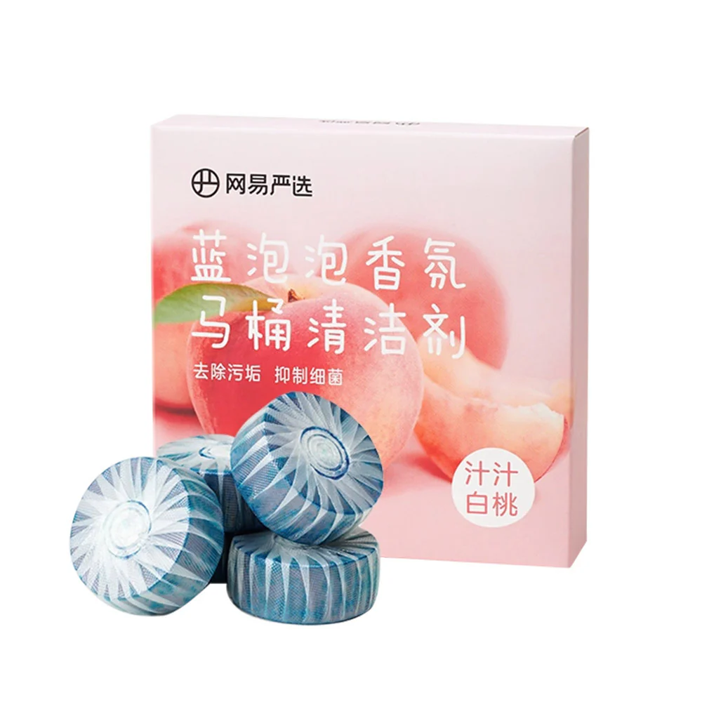 NetEase Yanxuan Blue Bubble Toilet Bowl Cleaner Tablets – White Peach Scent, 60g x 4