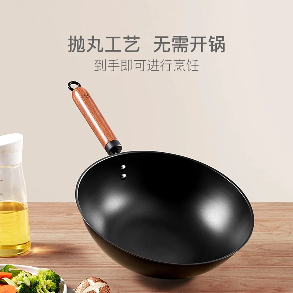 Lifease Chinese Stir-Fry Iron Wok with Lid - 30cm - Image 2