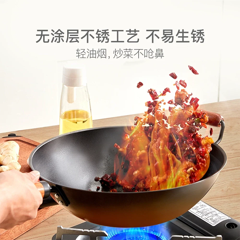 Lifease Chinese Stir-Fry Iron Wok with Lid - 30cm - Image 3