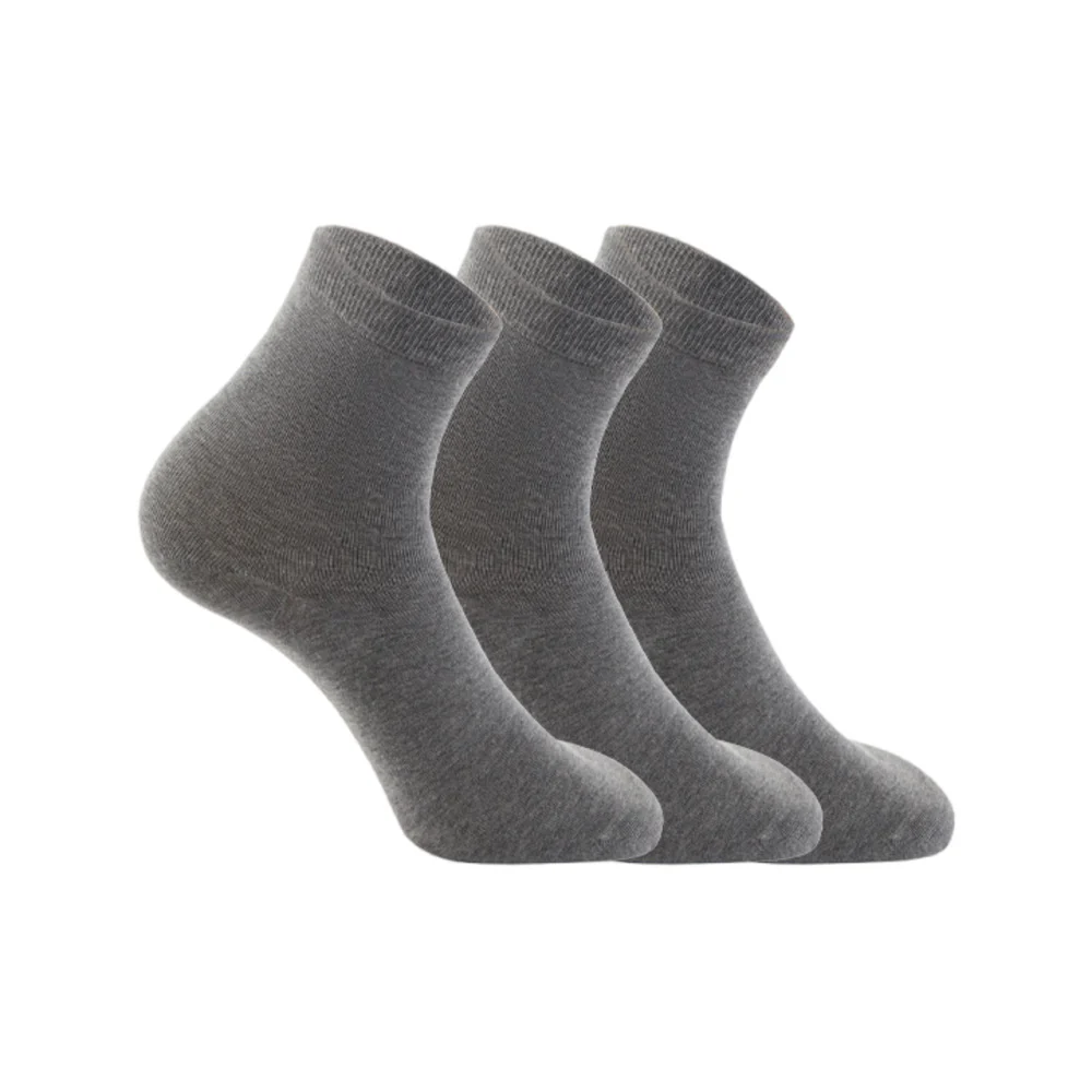 Lifease Cotton High Elastic Men's Socks - Grey, 3 Pairs