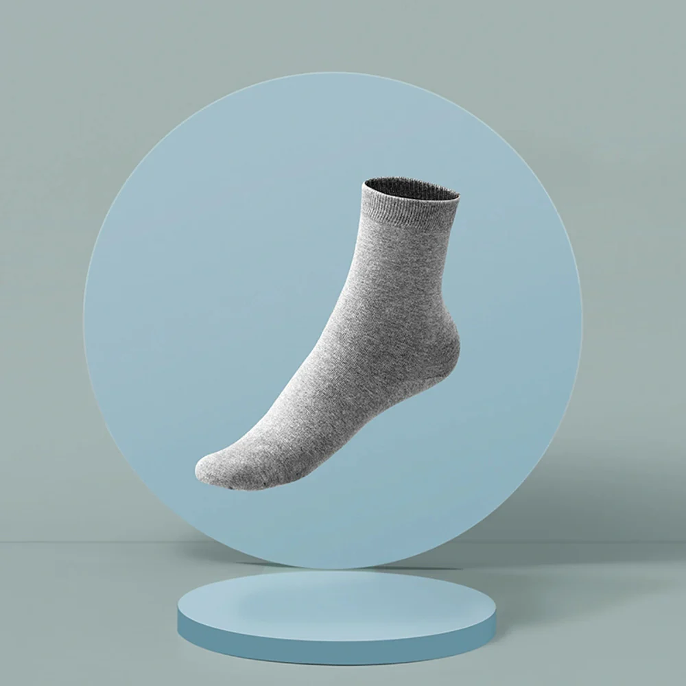 Lifease Cotton High Elastic Men's Socks - Grey, 3 Pairs - Image 3