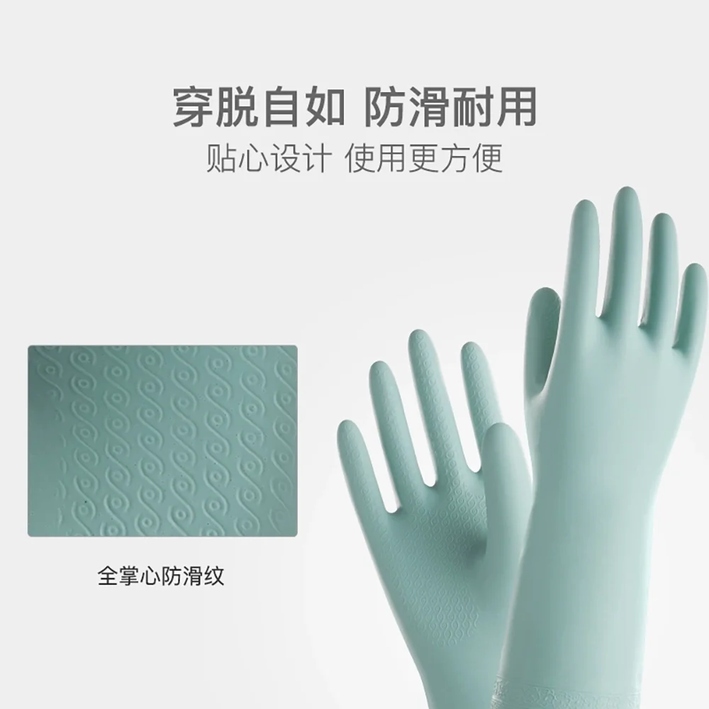 Lifease Household Cleaning Gloves - Misty Green, Size M - Image 4