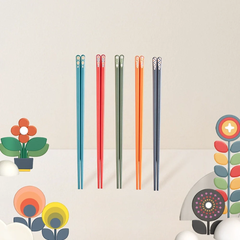 Lifease Little Garden Alloy Chopsticks - Japanese Style, Set of 5 Pairs - Image 4