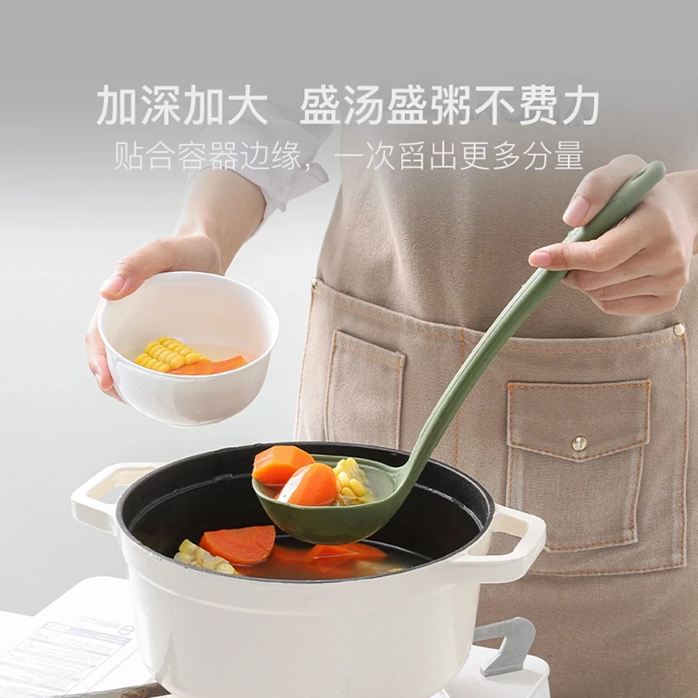 Lifease Wooden Handle Silicone Chinese Spatula - White, Extra Long - Image 3