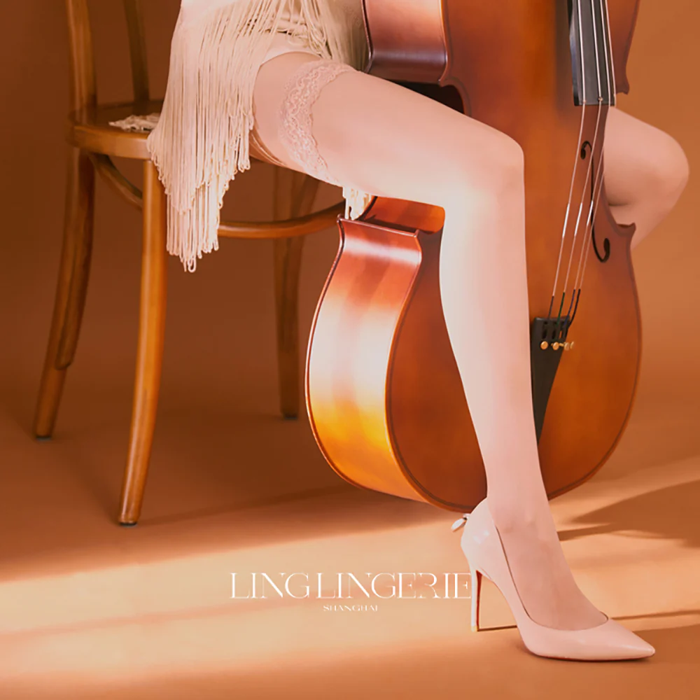 Ling Lingerie String Series Sand Color Stockings - One Size - Image 2