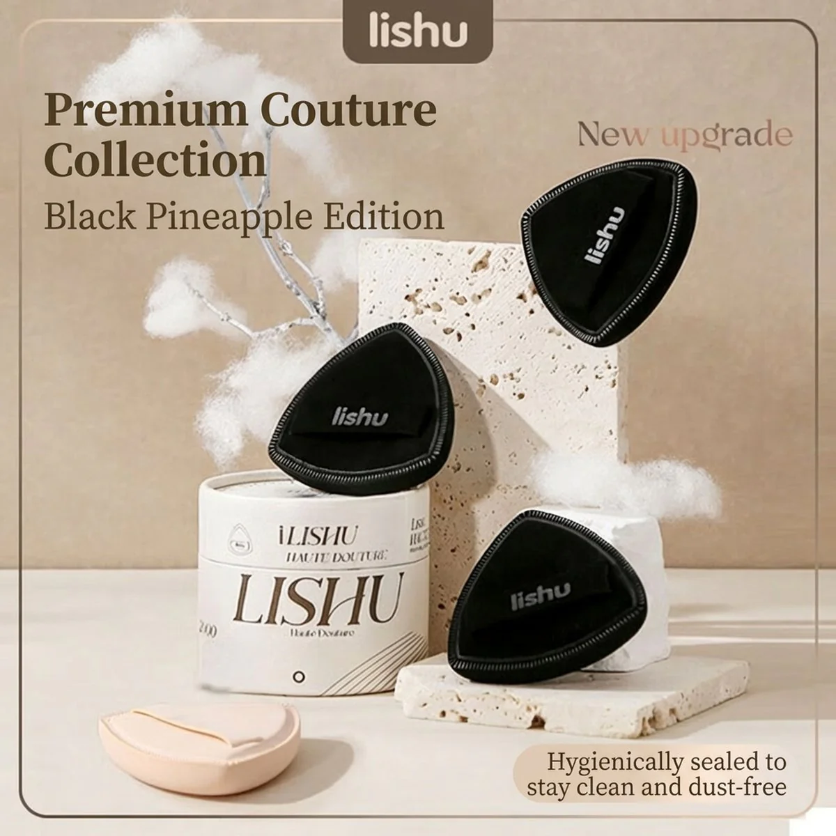 Lishu Black Phoenix Makeup Puff - Wet and Dry Use - Image 2